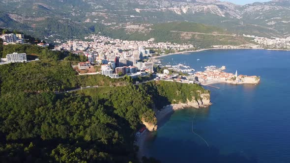 Aerial View of Old Town Budva Montenegro