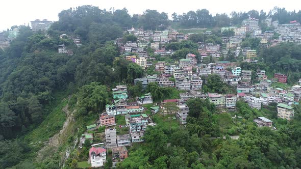 City of Gangtok in Sikkim India seen from the sky