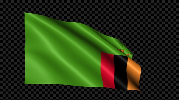 Zambia Flag Blowing In The Wind