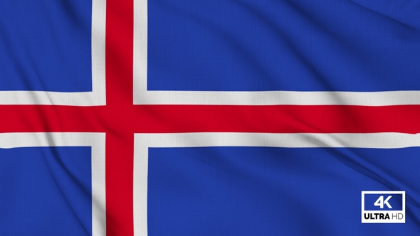 Iceland Flag Waving Slowly Looped