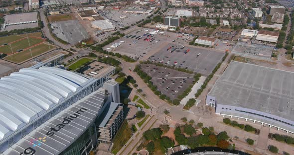 Aerial view of the Astrodome and Reliant Stadium in Houston, Texas