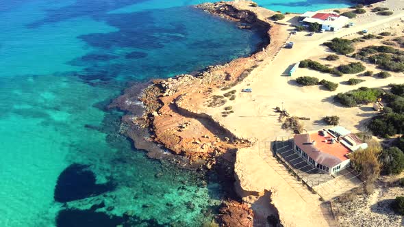 Cala Comte beach in Ibiza, Spain