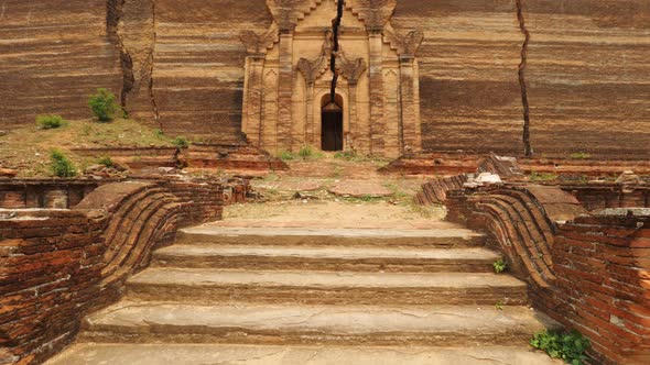 Ancient Traditional Burmese Temple. Travel Vacation Asian Nature Concept. Slow Motion Steadycam