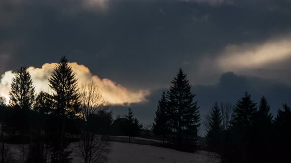 Timelapse of clouds above a hill