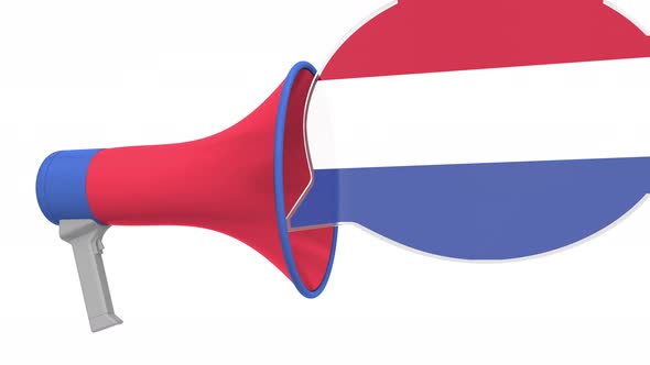 Megaphone and Flag of the Netherlands on the Speech Balloon