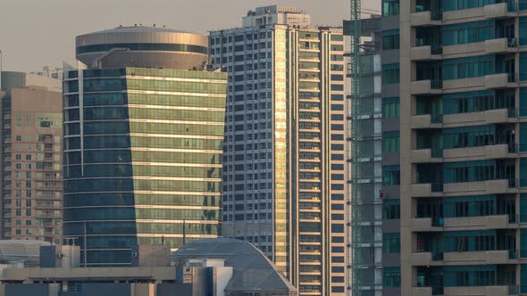 Amazing Colorful Dubai Marina Skyline During Sunset Timelapse