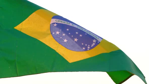 Brazil Flag Waving Over White Background