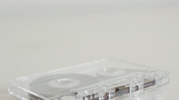 Analogue magnetic tape slow tilt 4K 2160p 30fps UltraHD footage - Vintage transparent  compact  audi