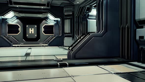 Realistic Futuristic Scifi Spaceship Corridor