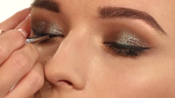 Perfect Makeup. Beauty Fashion. Eyelashes. Cosmetic Eyeshadow. Close Up