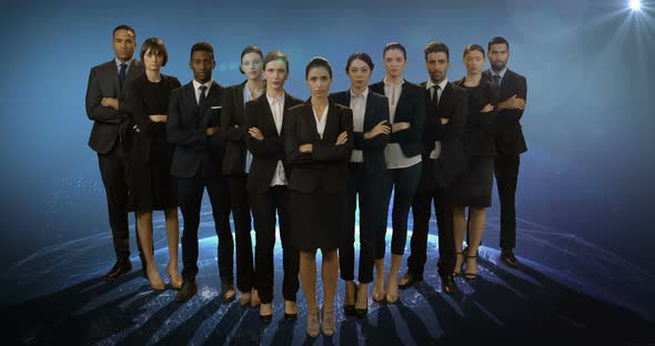 Team of businesspeople standing with arms crossed