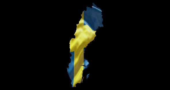 Sweden national flag background with country shape outline