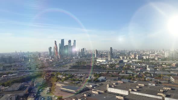 Panoramic View From the Heights of the Business District in the Center of Moscow, Modern Skyscrapers