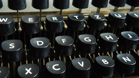 Vintage typewriter keys closeup.