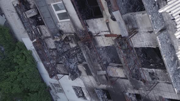 Vertical Video of a Residential Building Destroyed By the War in Ukraine