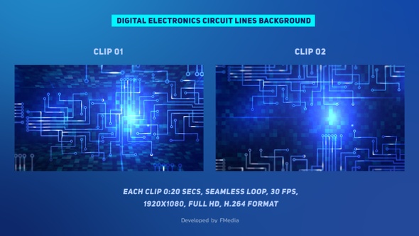 Digital Electronics Circuit Lines - 2 Clips
