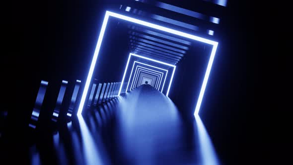 Light Blue Neon Tunnel Background New Vj Loop 4K