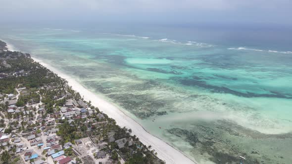 Aerial View of the Indian Ocean Near the Shore of the Island of Zanzibar Tanzania Slow Motion