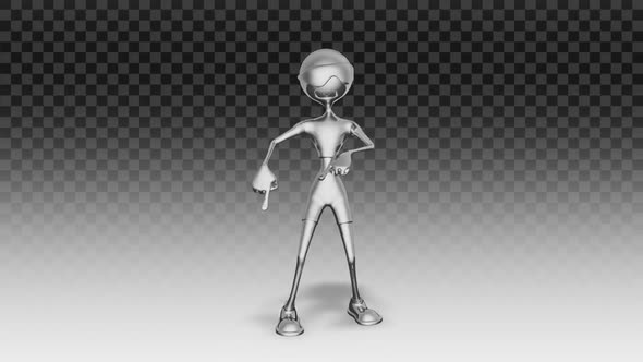 3D Silver Man - Cartoon  Robot Dance