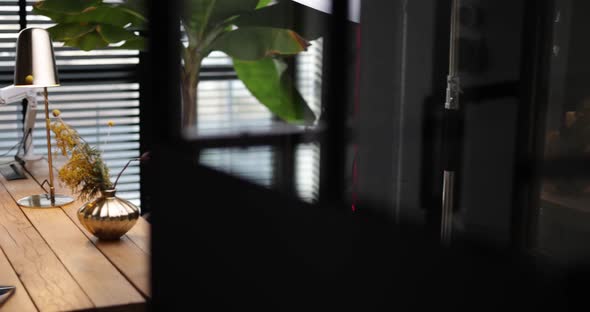 Woman Works on a Laptop at Cozy Home Office