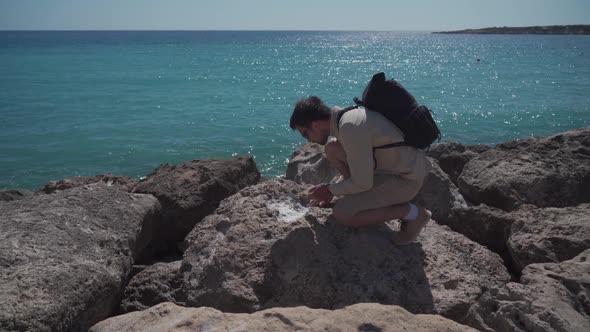 Checking and Researching Samples of Sea Salt That Evaporated on Hot Stone From Mediterranean Sea on