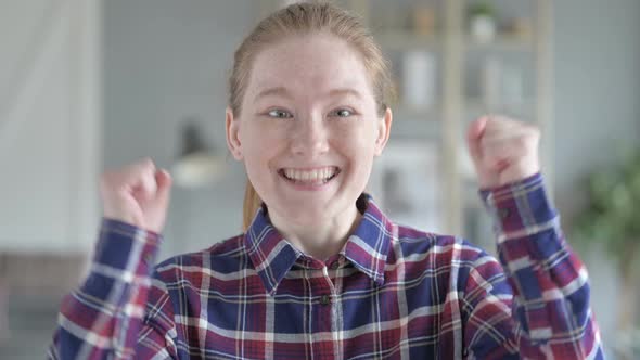 Close Up of Young Woman Showing Gesture of Victory With Hands