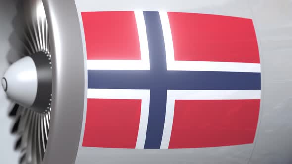 Airplane Turbine with Flag of Norway