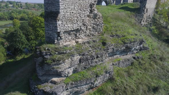 Aerial view of a stone wall