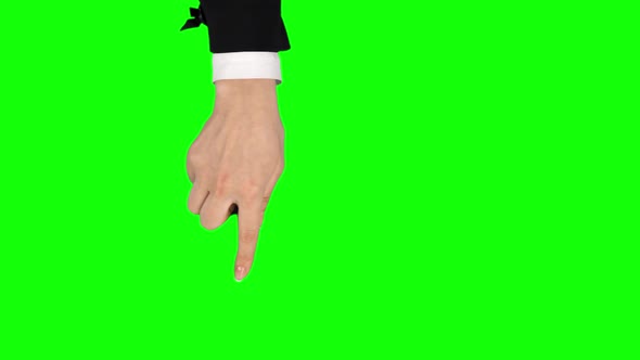 Female Hand in Black Jacket Is Performing Pan Left and Right, Double at Tablet Screen Gesture