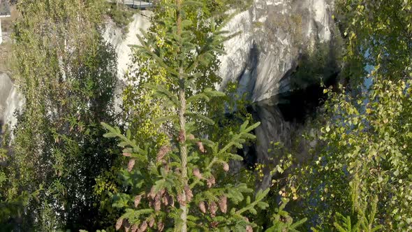 Beautiful Aerial Footage of Ruskeala Mountain Park in Karelia in