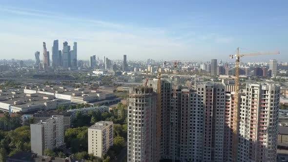 Construction of New High-rise Building in Moscow. Aerial View alt