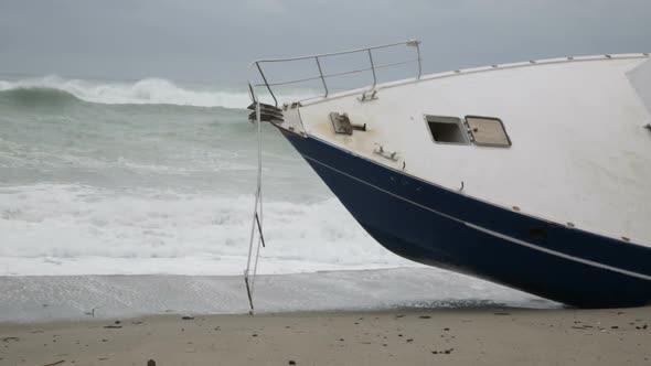 Ship Aground on the Beach During a Tempest alt