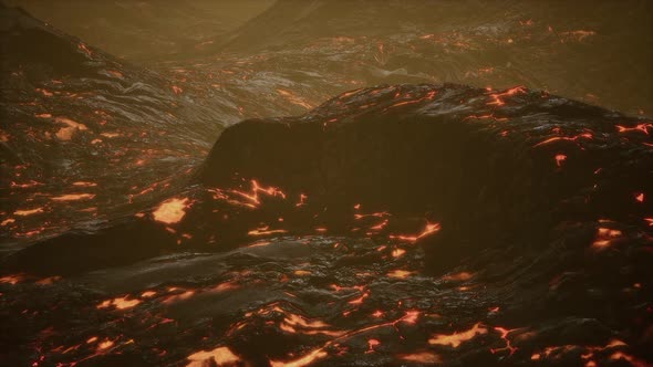 Lava Fields and Hills at Active Volcano