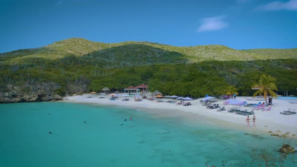 Couple Men and Woman Mid Age on the Beach of Curacao Grote Knip Beach Curacao Dutch Antilles