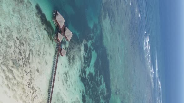 Zanzibar Tanzania  Vertical Video House on Stilts in the Ocean on the Coast Slow Motion