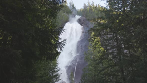 View of Shannon Falls and Water Rushing Down the Canyon