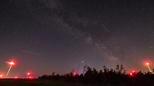 Amazing HDR Time Lapse  Footage of Milky Way and Airplane Landing