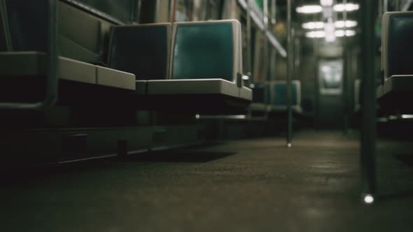 Subway Car in USA Empty Because of the Coronavirus Covid-19 Epidemic