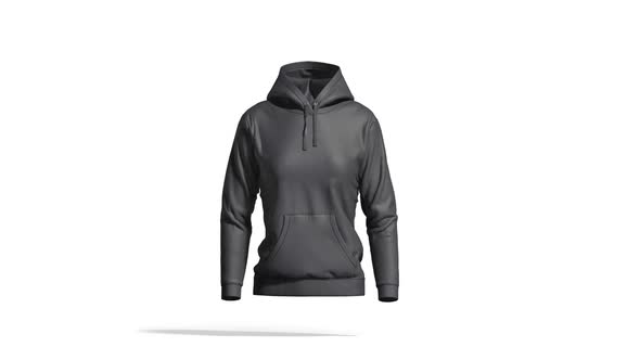 Blank black women sport hoodie, looped rotation