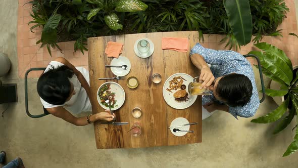 Birdseye View Of Couple Having A Lunch Date