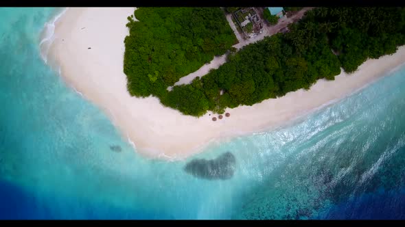 Aerial abstract of beautiful coast beach vacation by blue sea with white sand background of a dayout