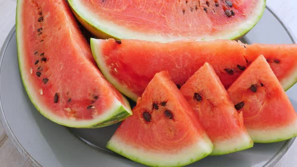 Ripe Red Watermelon on Plate