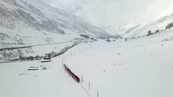 Snow Train in Switzerland Used to Shuttle Passengers and Skiers to Ski Resorts