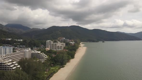 Aerial view Batu Ferringhi beach.