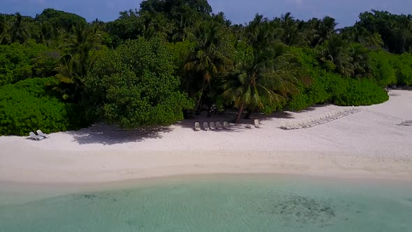 Drone view sky of seashore beach trip by sea with sand background