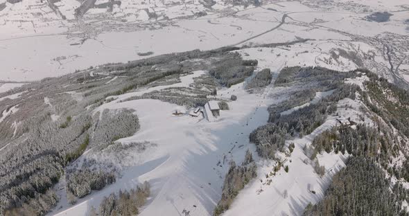 Drone Flight In Winter Over Kitzsteinhorn Mountain Ski Slope