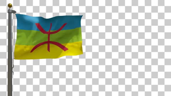 Berber Flag on Flagpole with Alpha Channel