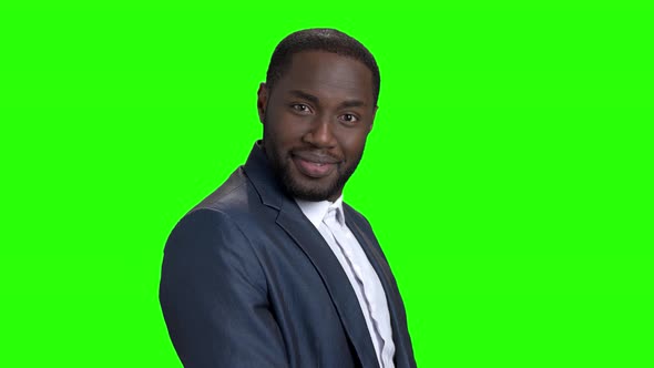 Young Sexy Stylish Businessman on Green Screen.