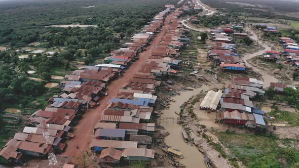 A Drone Flying Up High Showing the Spectacular View of Cambodia