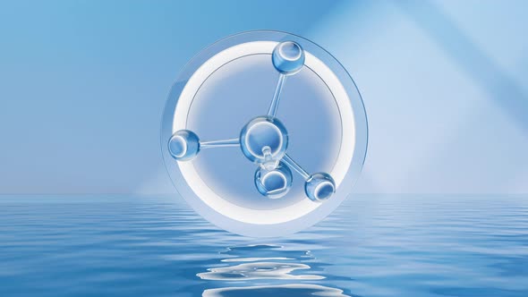 Molecule with water surface background